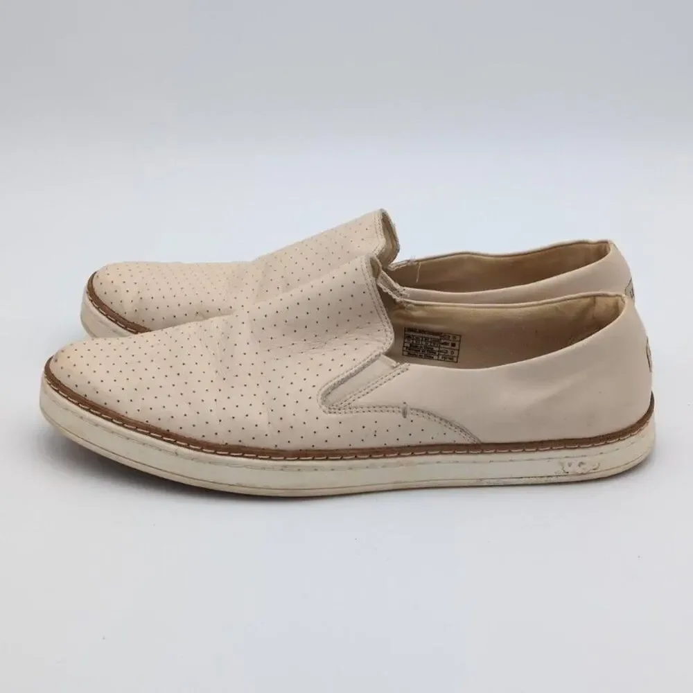 UGG Shoes Womens Size 11 Beige Keile Perforated Slip-On Leather Casual Flats